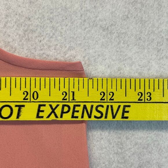 LOFT Blouse Size Large Pink Black Trim Tie Neck Sleeveless Top Crew Neck Pretty - Picture 7 of 11